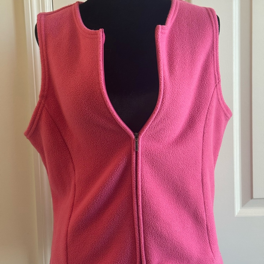 L.L. Bean Bold Pink Fleece Zip Up Vest Size M Regular